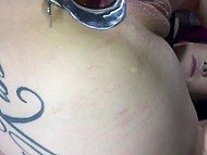 Fetishist needs the girl with purple hair to play his game and allow him to piss in her ass 6