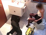 Man set a hidden camera to see his girlfriend flashing her vagina to the random worker 9