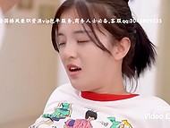 Young Chinese shows oral skills using a banana then she focuses on roommate's dick 5