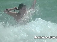 Black guy wants to fuck white charmer right on beach and doesn't care about audience jerking off around 4