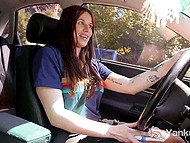 Girl likes idea of chick riding shotgun to masturbate with help of the electric toothbrush 4