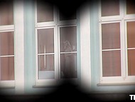 Young pervert is masturbating pussy in the bedroom while she is spying on a naked neighbor girl 9