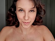 Brazilian girl languidly talks in Portuguese on camera and shows off her tits close-up 9