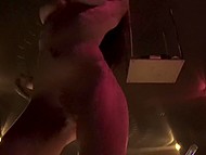 Guy visits Slovenian stripclub where busty brunette provocatively dances naked in front of him 10