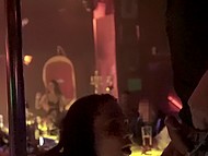 Guy visits Slovenian stripclub where busty brunette provocatively dances naked in front of him 8