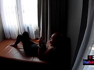 Thai girl with red hair rides cock in reverse cowgirl after she gives the cameraguy a blowjob 7