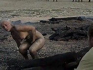 Bearded buffalo with pumped body mercilessly fucks the platinum blonde teen diva from behind 10