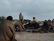 Bearded buffalo with pumped body mercilessly fucks the platinum blonde teen diva from behind 11