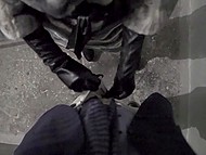 Stunning hooker in coat and stockings lures fellow inside apartment where they have hot affair 8