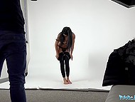 Black-haired Romanian beauty picked up by insistent macho and nicely drilled at his personal studio 4