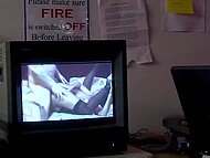 Big-boobied girlfriend rubs penis with pussy and gets cum on face in front of camera 7