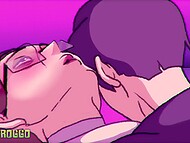 Man was just sitting at computer when stepmother burst into room and shared a bed with him in the XXX cartoon 9