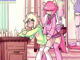 Момак ужива играјући занимљиву хентаи игру пуну перверзне секс акције и неуништивих сусрета