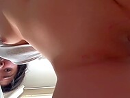 Petite Asian lassie enjoys fingering and toying own sweet pussy till reaching squirting orgasms 5