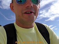 On the Bulgarian beach, tourist finds naked chick and convinces her to give him a quick blowjob 11