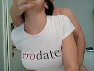 Dazzling Greek chick with black hair nicely pounded from behind by excited BF in front of the camera 10