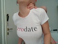 Dazzling Greek chick with black hair nicely pounded from behind by excited BF in front of the camera 7