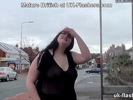 Appetizing British chick in stockings experiments, enjoying amateur masturbation right on the street 11