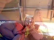 Gorgeous blonde with big tits gives an amazing POV blowjob and puts a hard dick in her trimmed pussy 9