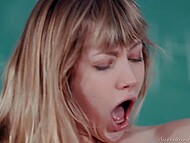 Passionate teacher in stockings has good lesbian session with an uninhibited schoolgirl after classes 9