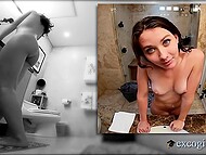 Hot college slut gets anal creampie after having her pussy and rectum plowed by the male at casting 11