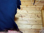 Amateur Russian brunette teases her pussy with vibrator and tastes cum after giving head to the guy 9