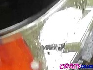 Naked student with perky tits pleases the guy with blowjob and gets fucked at the outdoor sex party 5