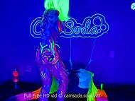 Busty slut Jewelz Blu uses neon paint to make her solo masturbation even hotter and more interesting for webcam fans 4