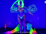 Busty slut Jewelz Blu uses neon paint to make her solo masturbation even hotter and more interesting for webcam fans 5