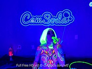 Busty slut Jewelz Blu uses neon paint to make her solo masturbation even hotter and more interesting for webcam fans 6