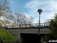 Amateur British BBW has no shame to flash her nude body and play with her twat in public places on cam 10