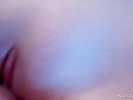 Dude makes amateur video of his chesty girlfriend stripping and drilling her cunt with a Hitachi 7