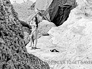 Lucky dude GentlyPerv watches two naked girls masturbating with a big toy on the beach 4