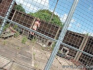 Busty MILF from Britain Lady Sonia giving a golden shower in the garden 5