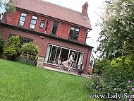 Busty MILF from Britain Lady Sonia giving a golden shower in the garden 8