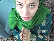 Arab wife Qombol craves more kisses tonight while giving head to her man  5
