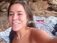 Bare-skinned Latina gets intimate with a mature stranger on a nudist beach starring Ale Markov 11
