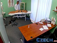 Czech pornstar cums and gets creamed in the cabinet of a kinky doctor 6