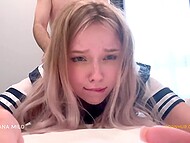 My saucy stepsister Lesana Mild is a schoolgirl who likes spanking and rough raunchiness, leading to a mouthful of my cum 6