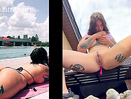 TattoogirlAlia gets caught pleasuring herself in a public beach 6