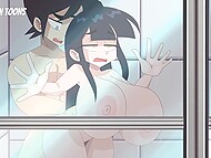 Buxom bitch Audrey from Hagen Toons having a fuck in the shower cabin  5